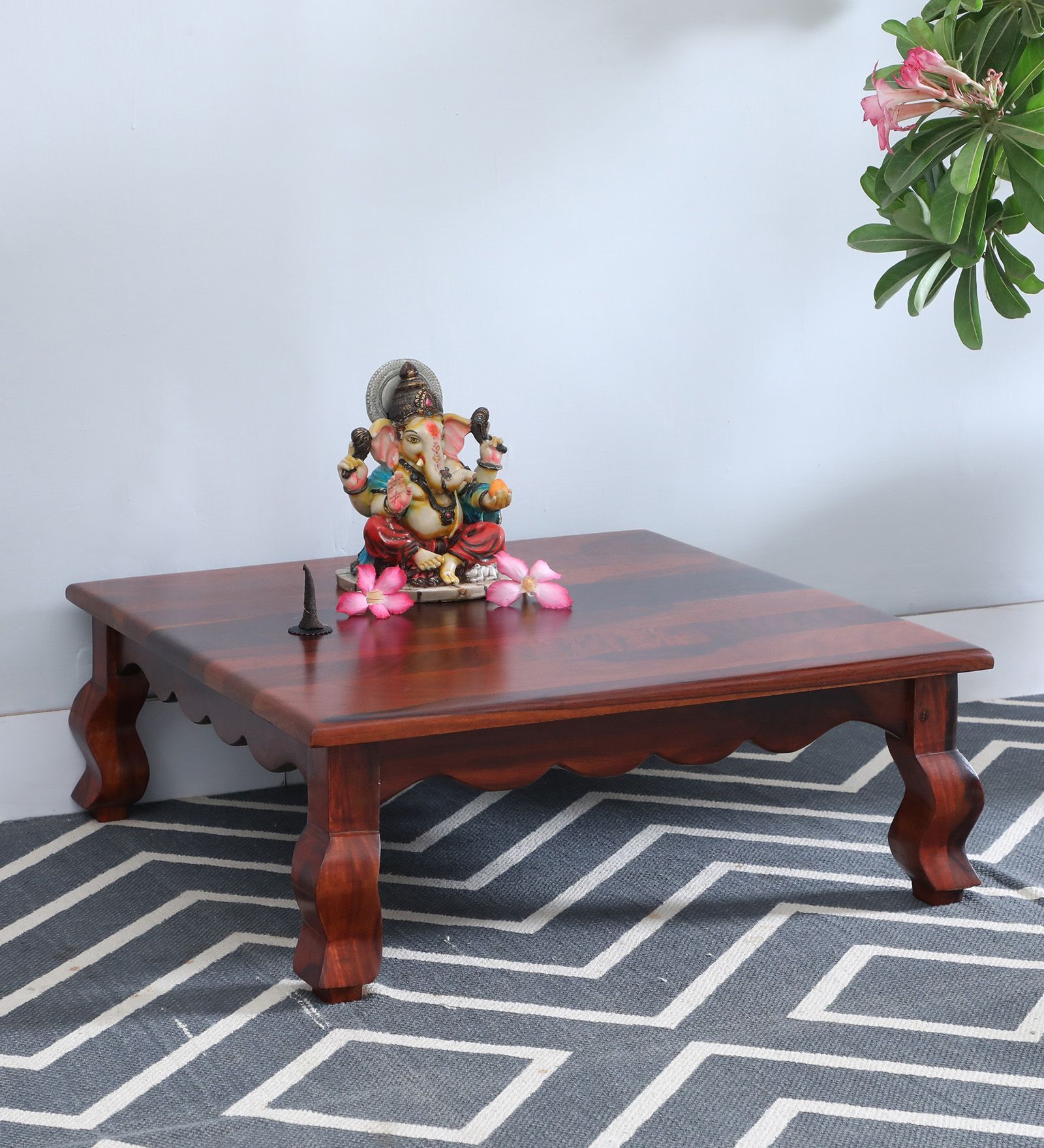 Sheesham Wood Pooja Chowkie In Brown