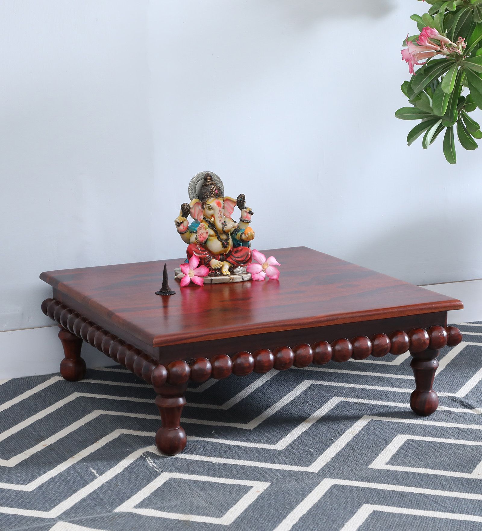 Sheesham Wood Pooja Chowkie In Brown