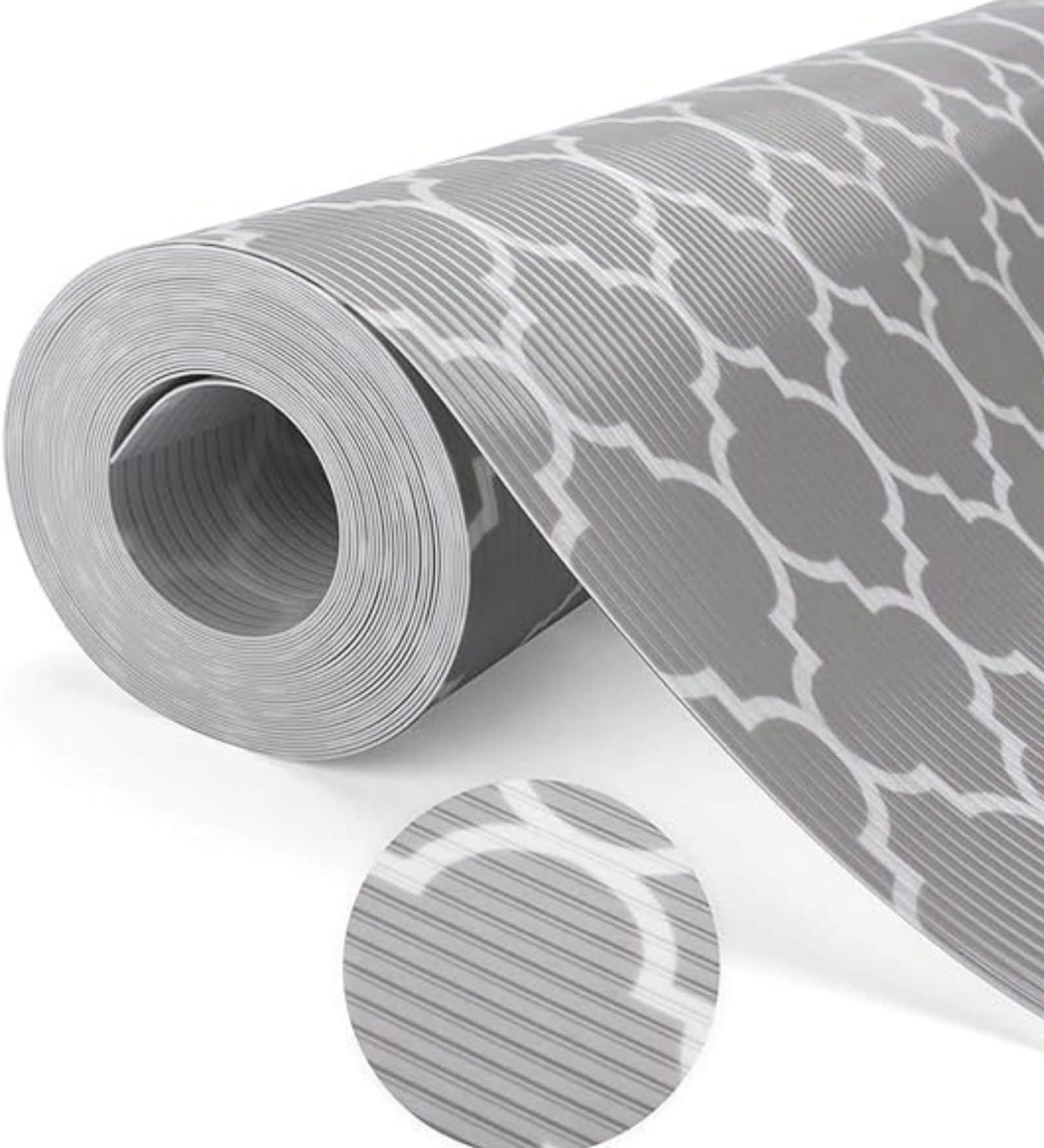 Kitchen Shelf Liner Plastic Grey Window Pattern