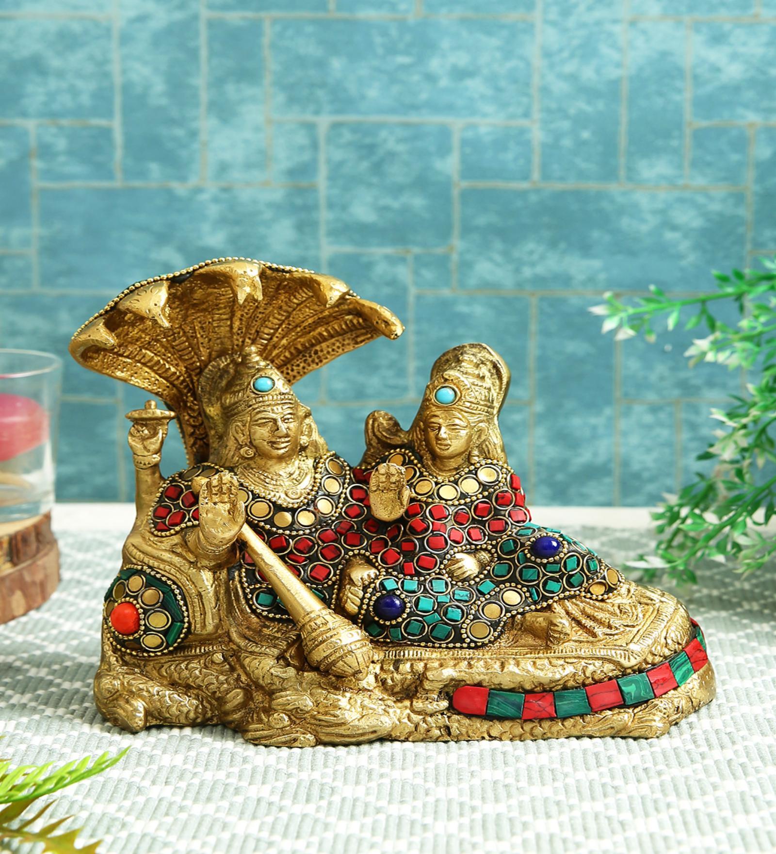 Buy Shesha Naag Vishnu Lakshmi Multicolour Brass Idol At 20 Off By
