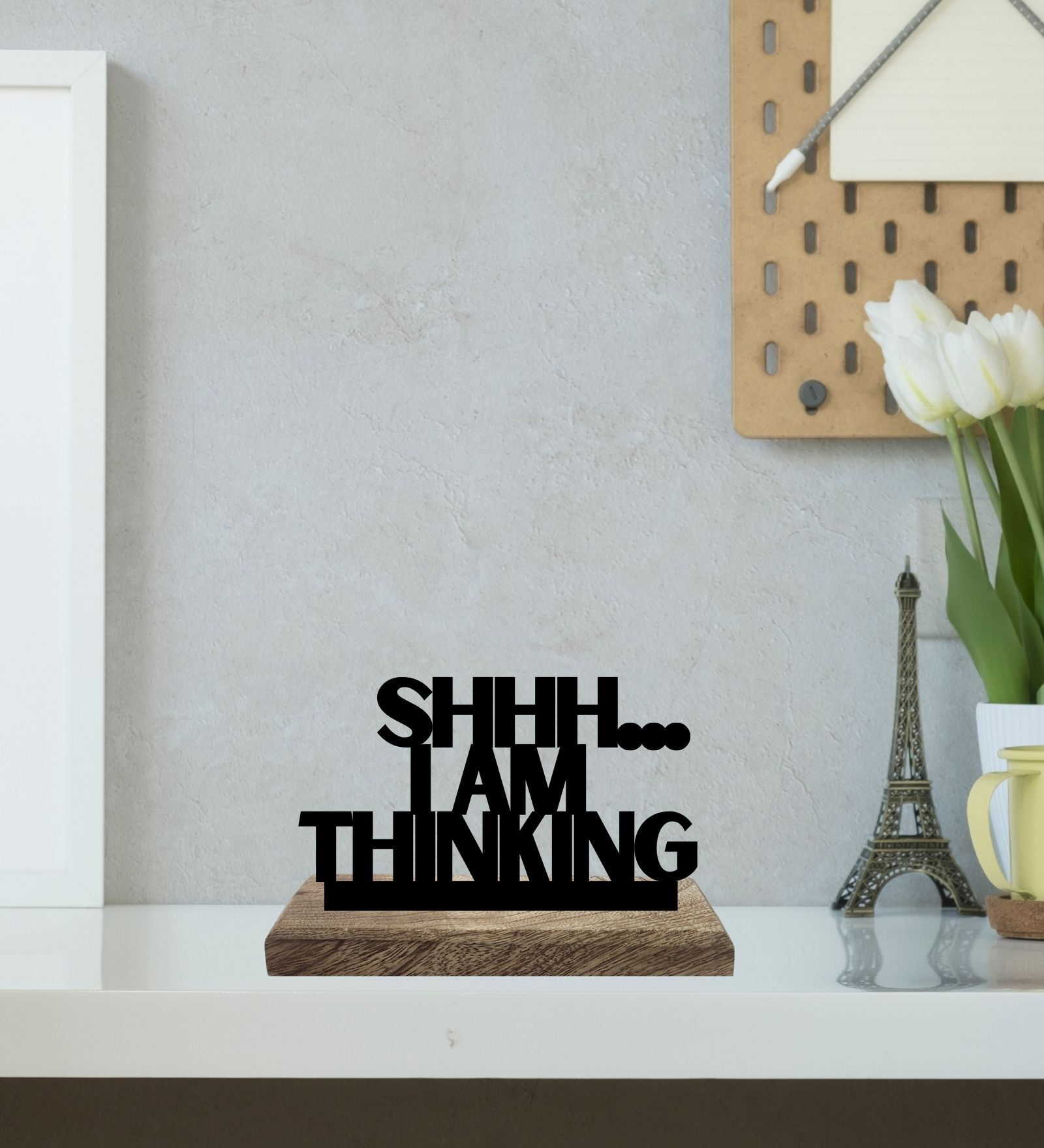 Shh  I Am Thinking Black Mango Wood & Iron Showpiece