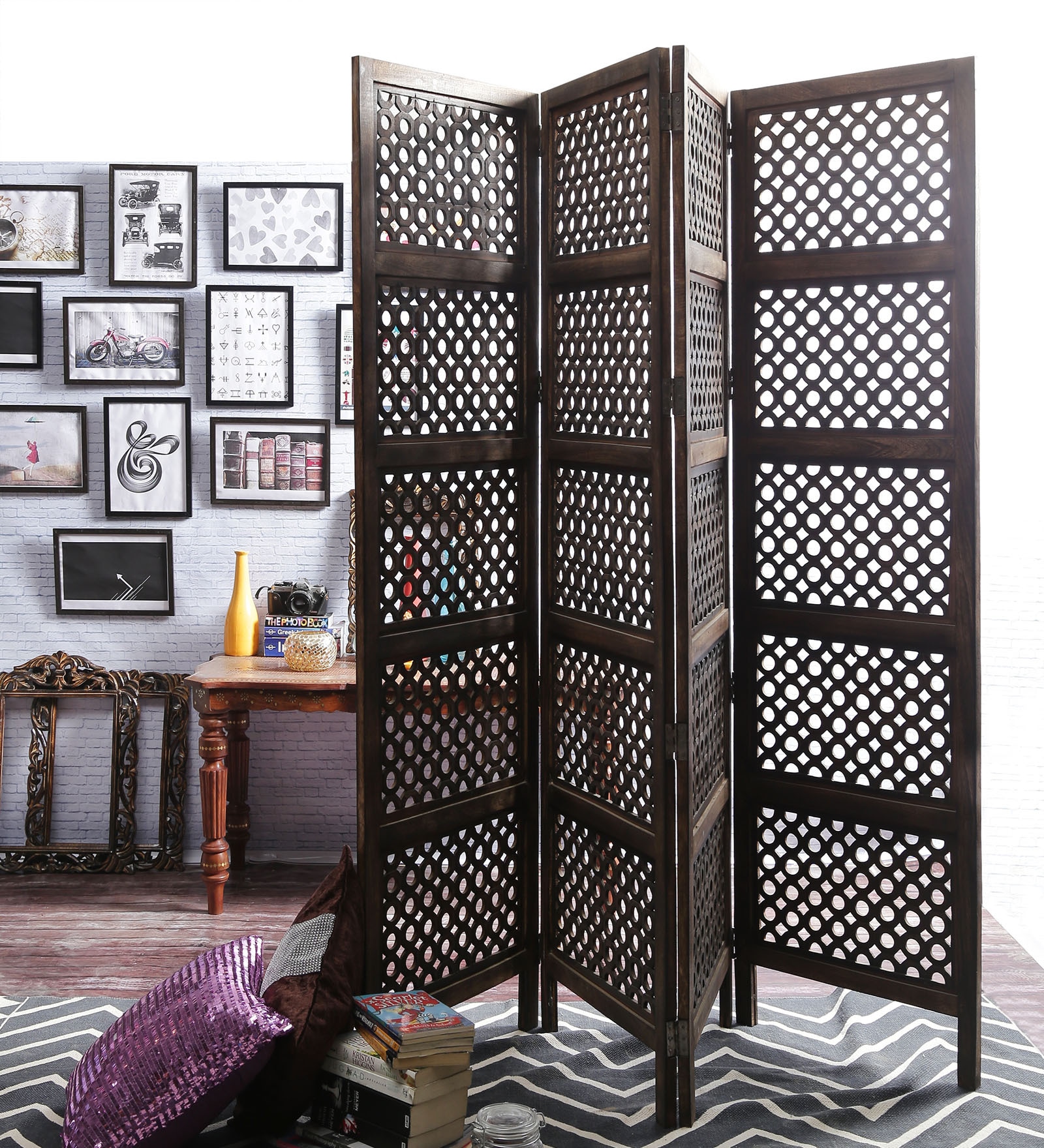 Sheesham Wood Room Divider in Brown Colour