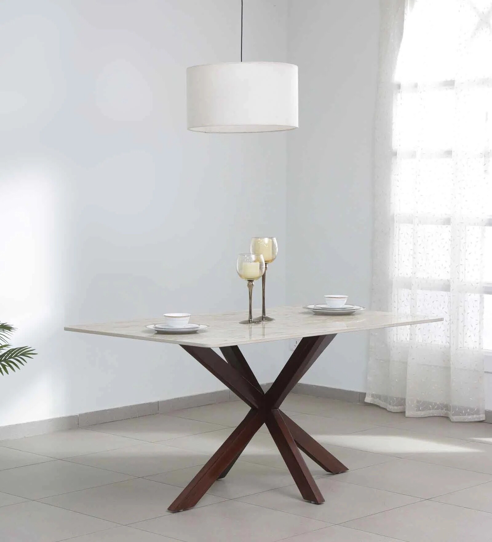 Shilzen Solid Wood 4 Seater Dining Table in Teak Finish