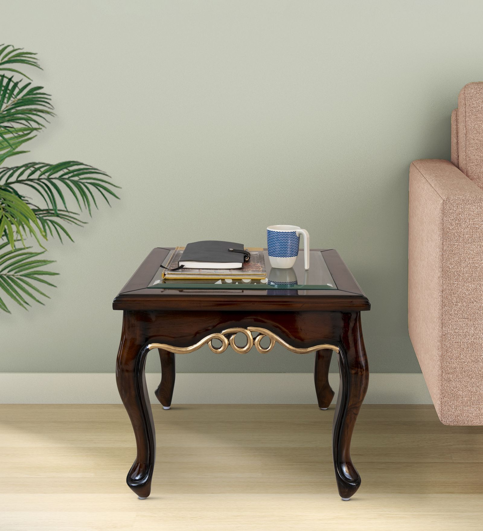 Shira Solid Wood End Table Walnut Finish Shira Solid Wood End Table Walnut Finish