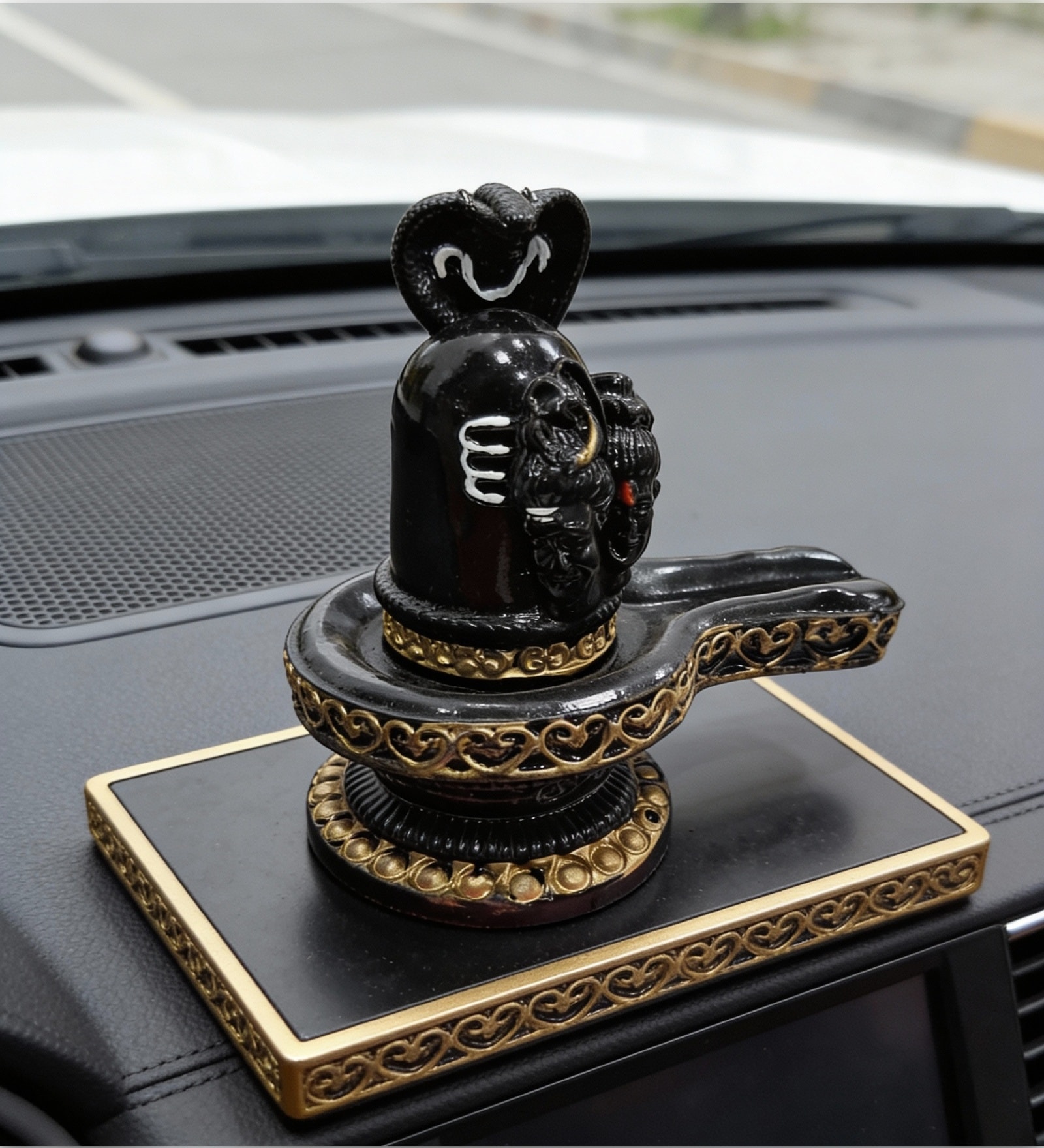 Shivling for Home, Puja Shivling with Shiva Parvati Shivling Shiv Shakti Idol Polyresin