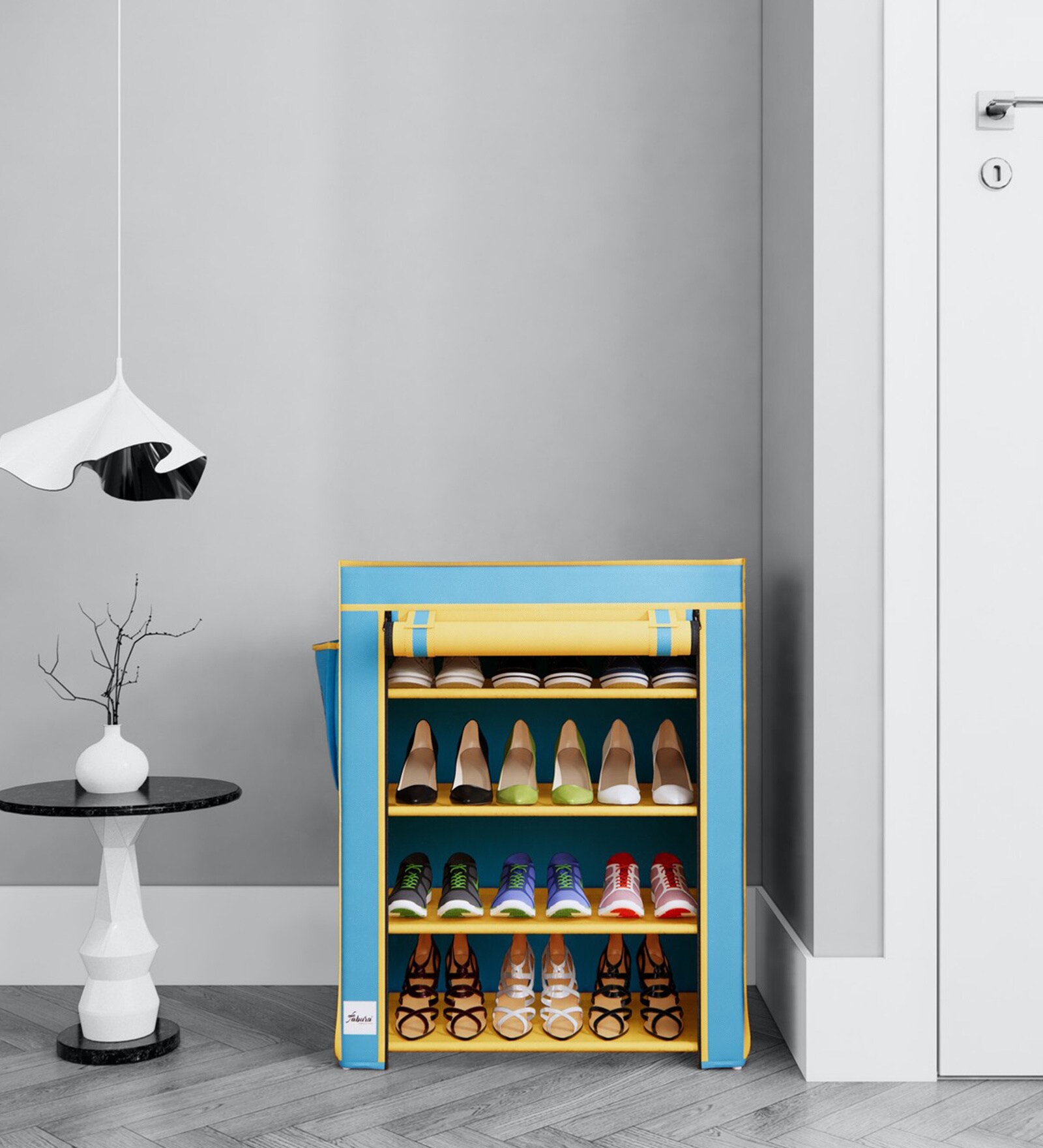 Buy Chevy Fabric Open Shoe Rack in Blue & Yellow Finish at 33% OFF by ...