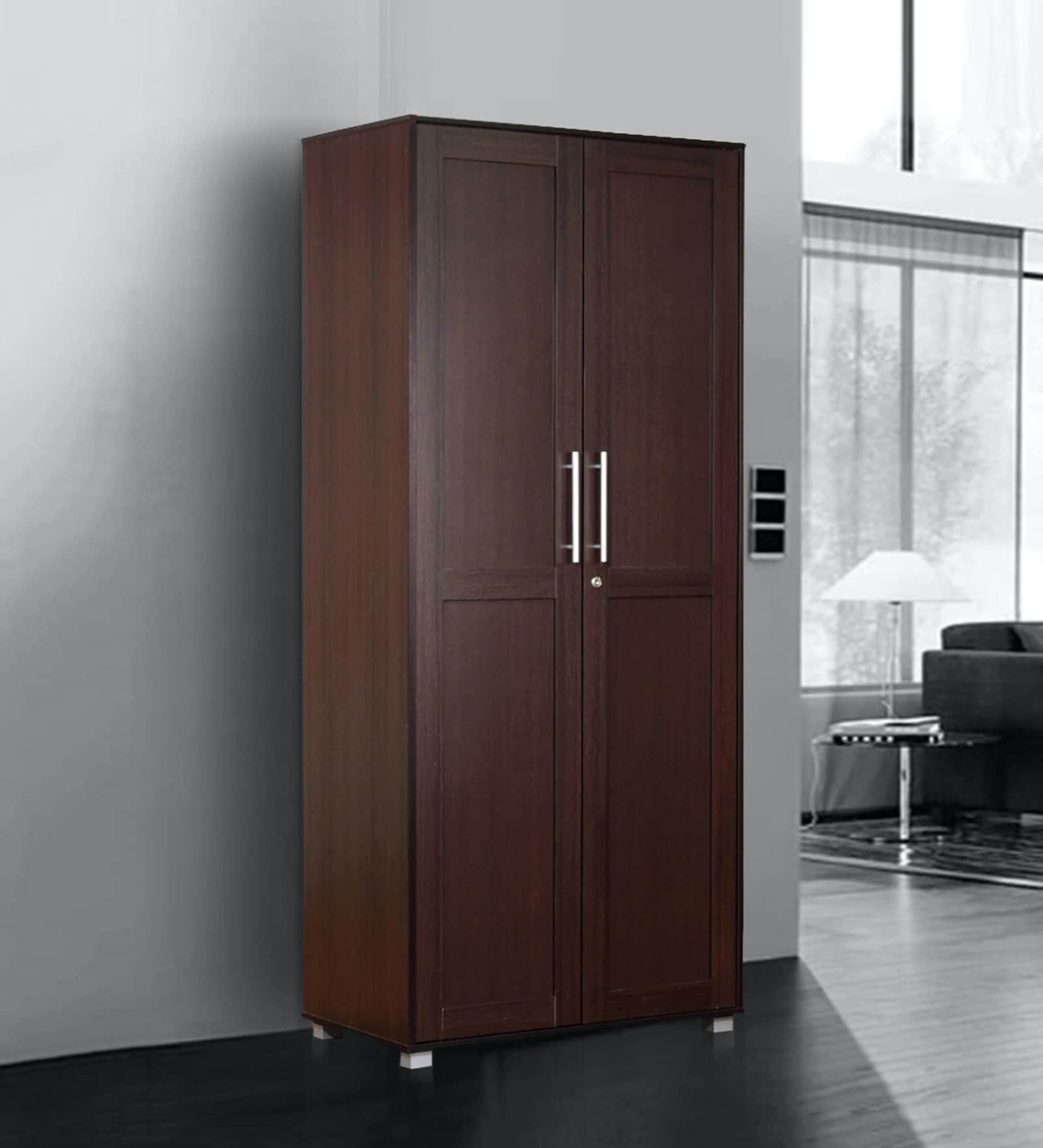 Shou 2 Door Wardrobe in Brown Finish