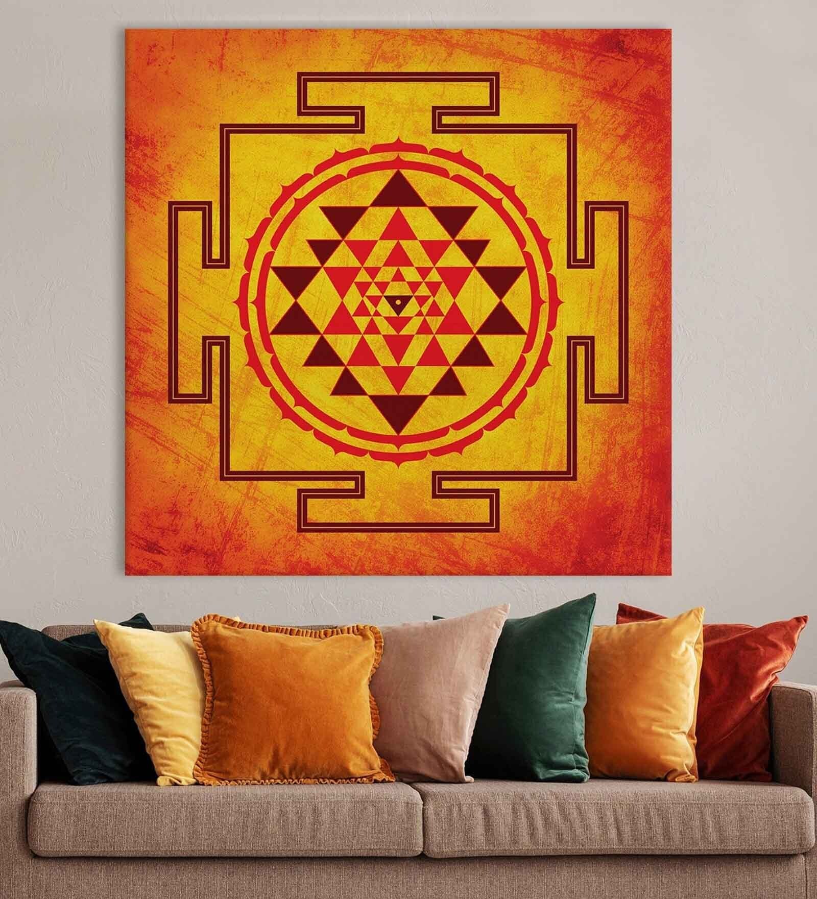Buy Shree Yantra Art Canvas Print Stretched Frame Canvas Wall Painting ...