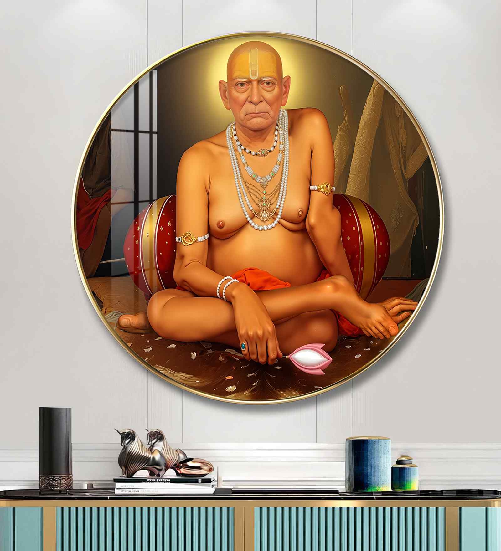 Shri Swami Samartha Acrylic Round Wall Art
