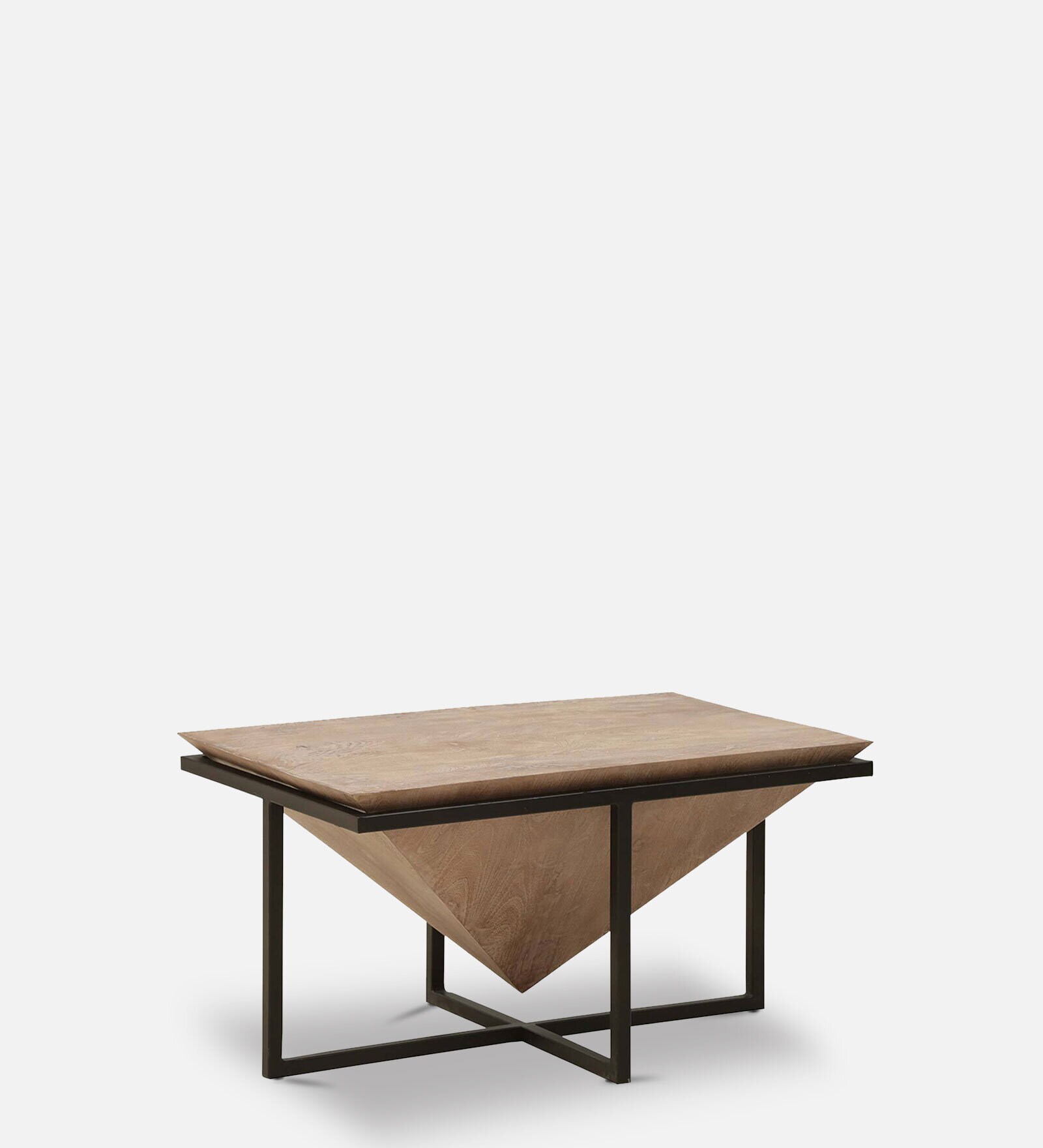 Shrine Coffee Table In Natural Finish with Black Base