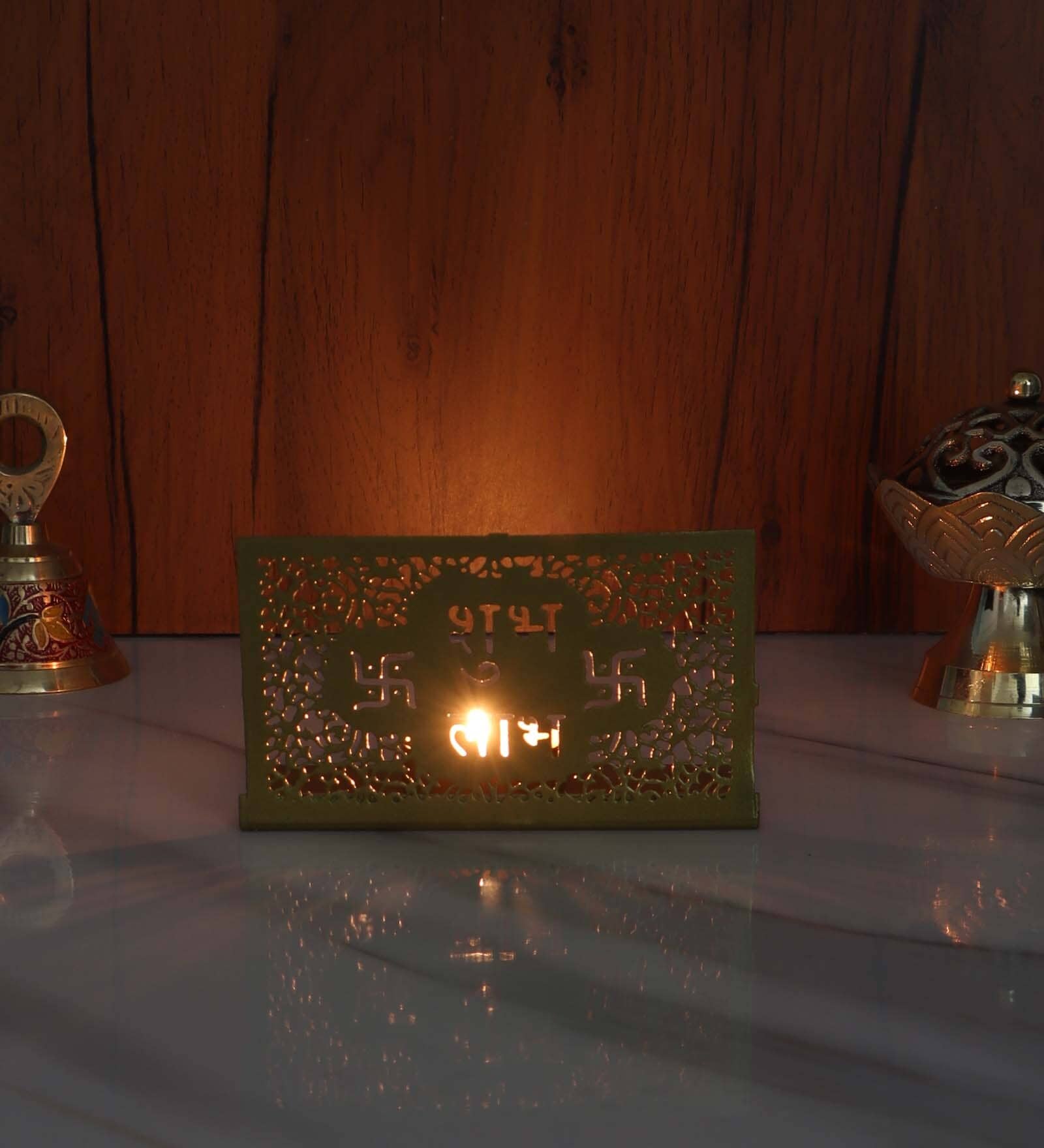 Shubh Labh Metal Single Tealight Holder