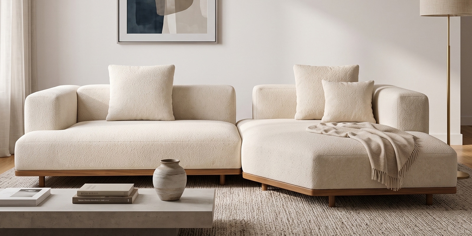 Shizuka LHS Sectional Sofa In OffWhite Colour