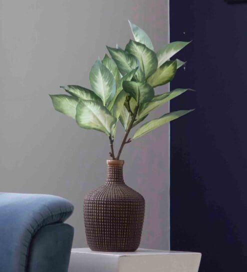 Polyester Daze Shaded Green Dieffenbachia Without Pot Artificial Plant