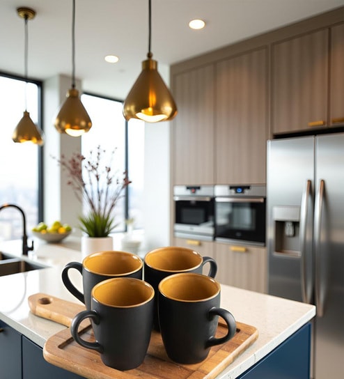 Shadow Matte Coffee Mug Set of 4 (275 ML Each) Microwave Safe Coffee Mug