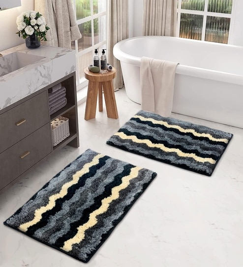 SHADOW Microfiber 15x23 Inches Super Soft Bath Mat Set Of 2