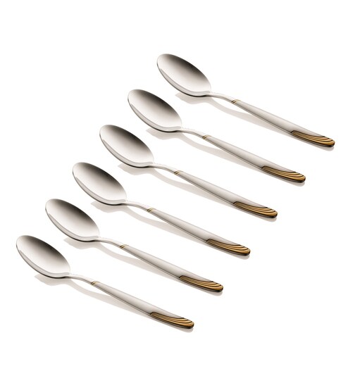 Stainless Steel Spoon With Designer Handle Set Of 6 By Shapes
