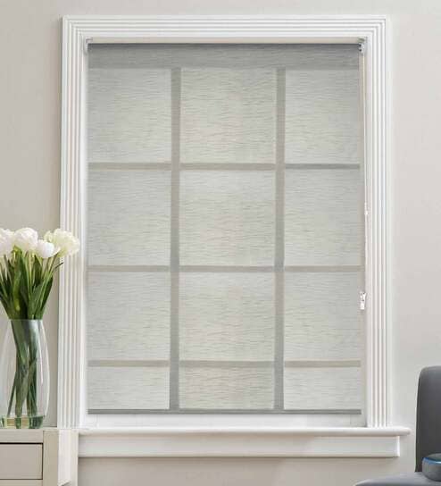 Sheer Textured Corded 84x55 Inches Roller Blind by Deco Window