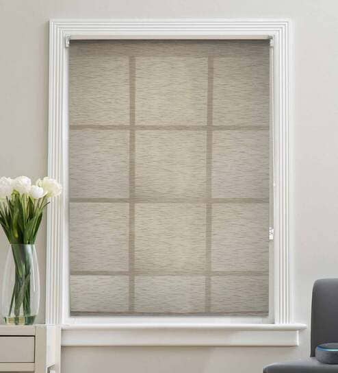 Sheer Textured Corded   84x59 Roller Blind by  Decowindow