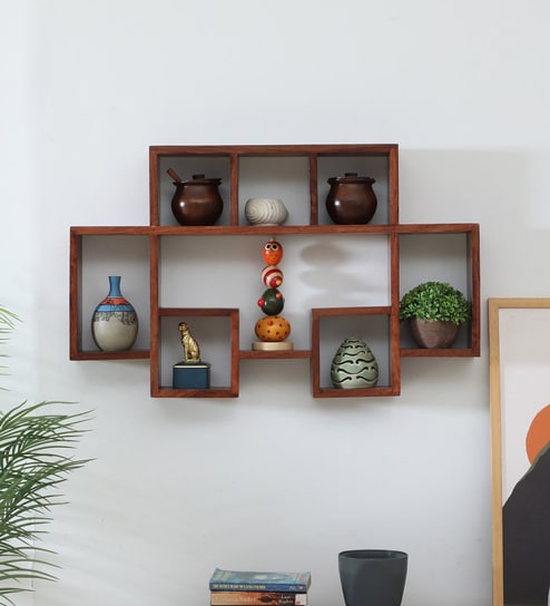 Sheesham Wood Honey Wall Shelf
