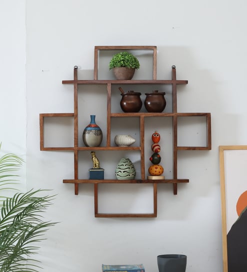 Sheesham Wood Honey Wall Shelf