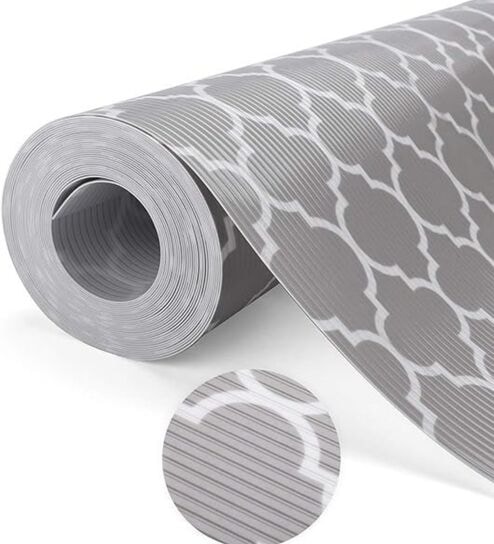Kitchen Shelf Liner Plastic Grey Window Pattern