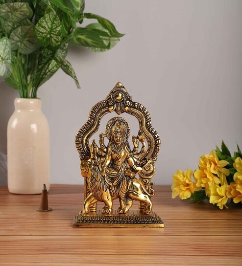 Sherawali Maa Gold Aluminium Religious Idols