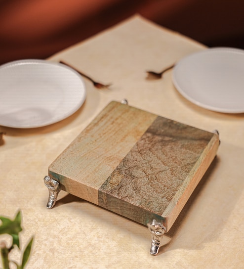 Shilp Acacia Wood Riser with Metal Feet