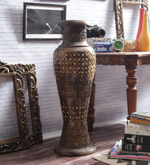 Buy Brown Salisbury Mango Wood Vase By Shilpi Online Floor Vases