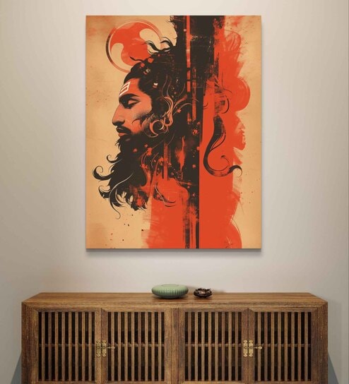 Shiva Embrace 16inx20in Gallery Wrap Canvas Painting for Living Room
