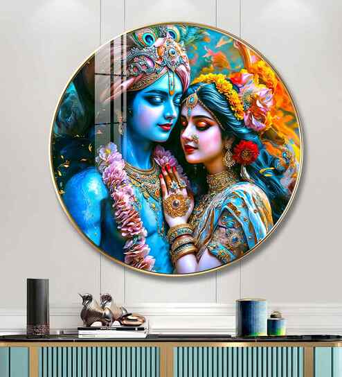 Shree Krishna Harmony Acrylic Round Wall Art