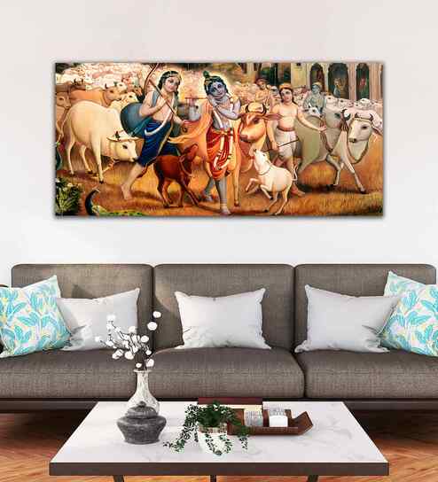 Shree Krishna With Balram Canvas Wall Painting