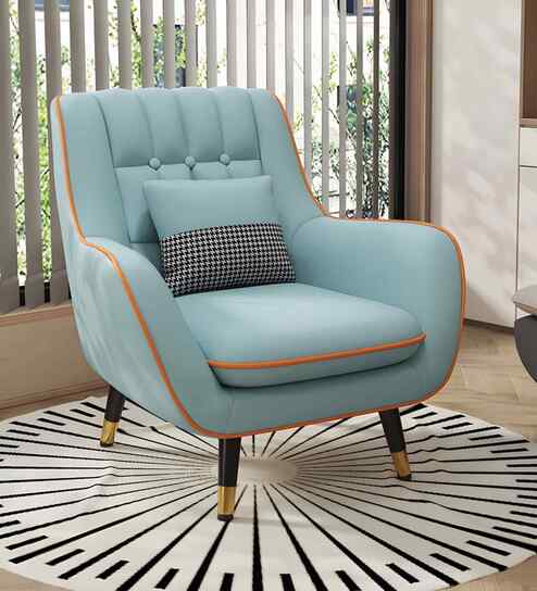 Shremate Leatherette Lounge Chair In Mint Blue Colour