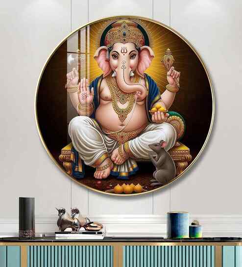 Shri Ganesh Acrylic Round Wall Art