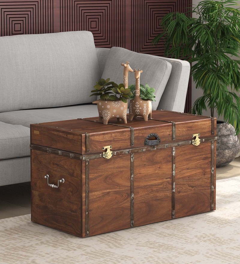 Buy Shawna Solid Wood Trunk in Dark Natural Finish By Bohemiana Online
