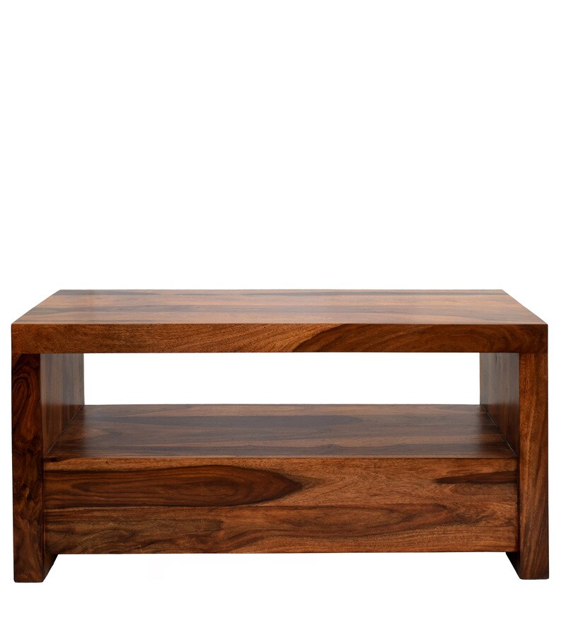 Buy Sheesham Wood TV Unit in Natural Teak Finish by TimberTaste Online Contemporary TV