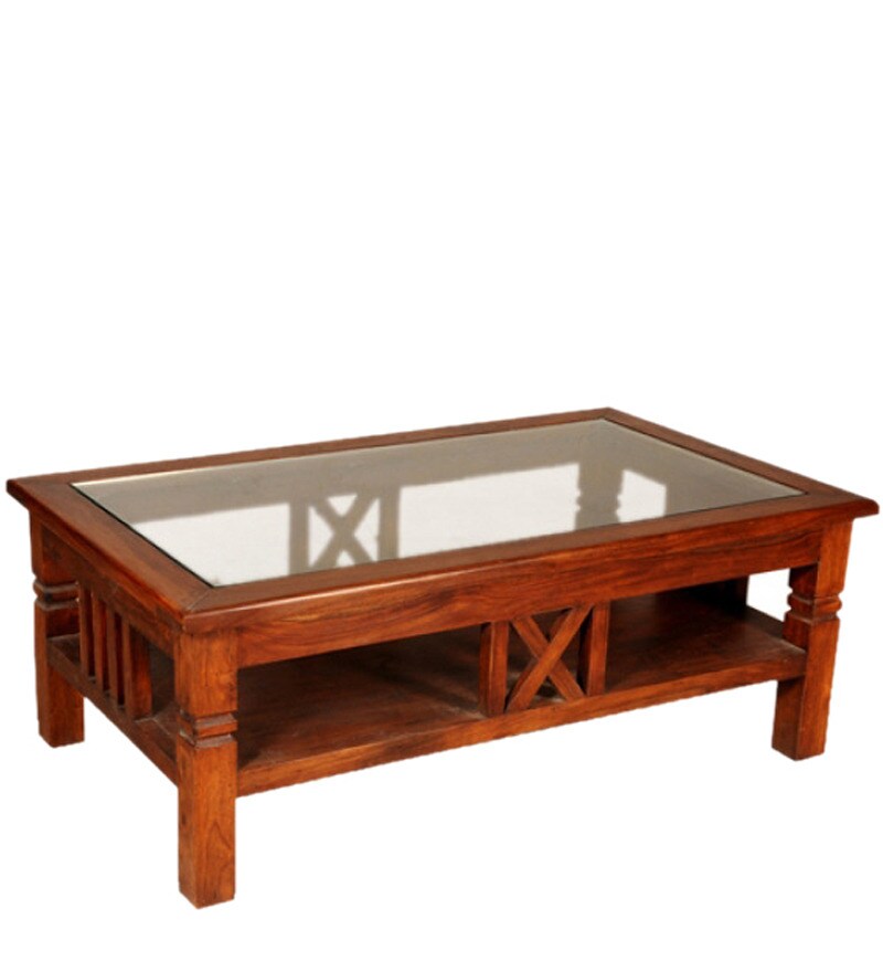 Buy Sheesham Wood Table With Glass Top Online Coffee & Centre Tables