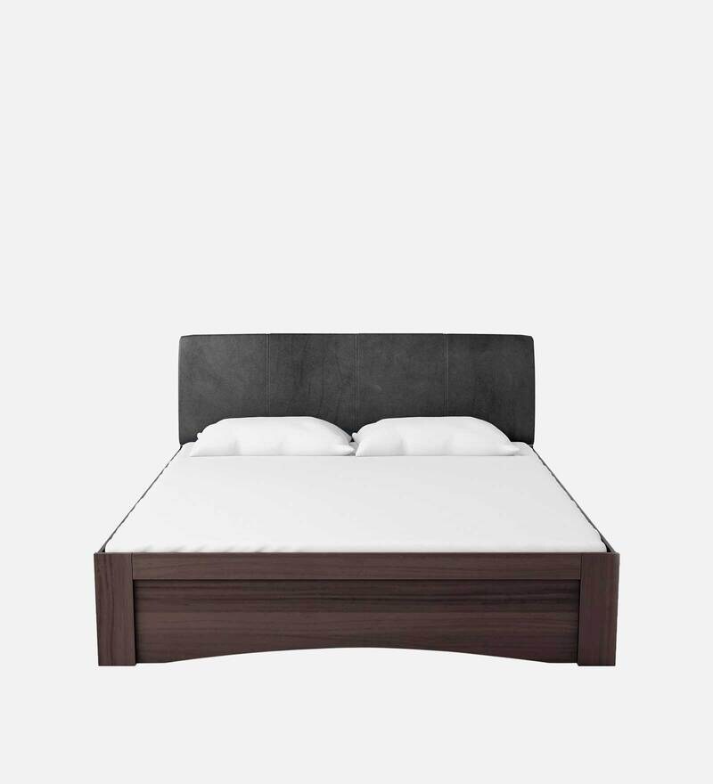 Buy Shinju Upholstered Queen Size Bed in Wenge Finish with Drawer