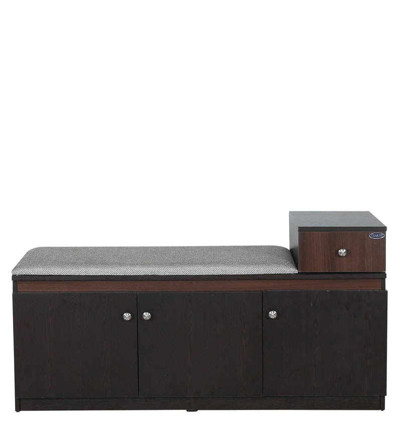 Buy Novo 3 Door Shoe Rack with Seat in Wenge & Walnut Finish by Crystal