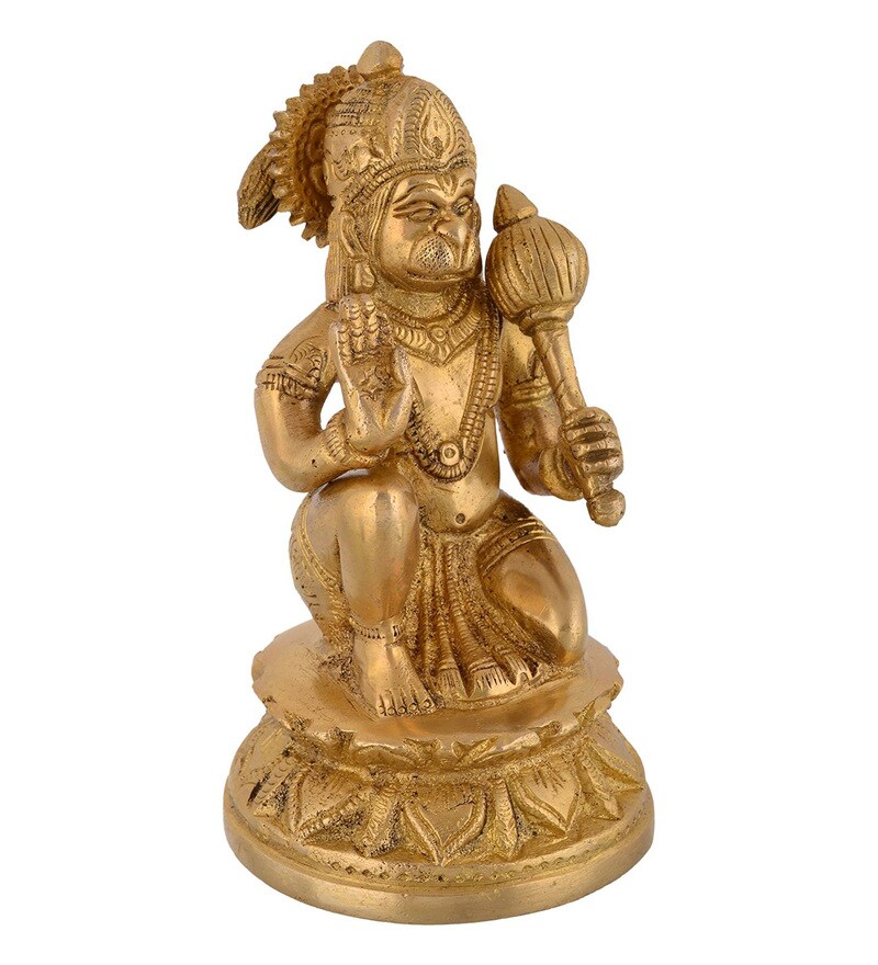 Buy Gold Brass Hanuman Ji Idol by ShopEndHere Online - Hanuman ...