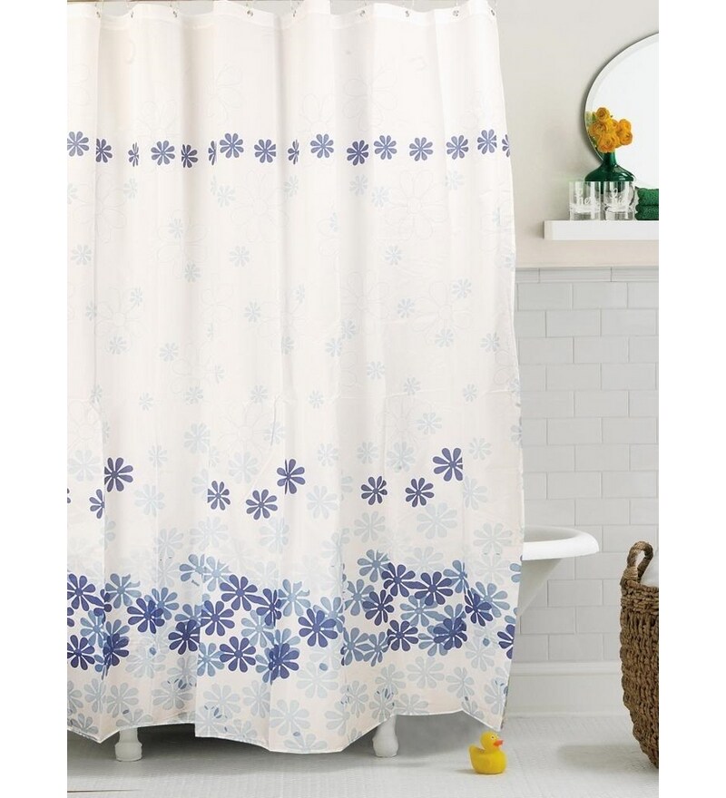 Buy Bianca Blue Floral Galore Printed Shower Curtain With Hooks Online Shower Curtains Furnishings Home Decor Pepperfry Product