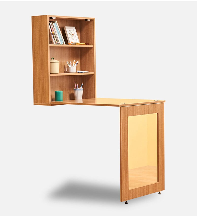 Buy Shuffle Foldable Wall Mounted Study Table in Teak Finish by