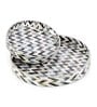 Shades Of Green & Gold MDF Wood Zigzag (Set of 2) Round Serving Trays