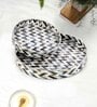 Shades Of Green & Gold MDF Wood Zigzag (Set of 2) Round Serving Trays