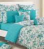 Teal & White Cotton Floral 350 GSM Single Bed Quilt Shades Of Paradise Collection