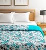 Teal & White Cotton Floral 350 GSM Single Bed Quilt Shades Of Paradise Collection