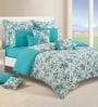 Teal & White Cotton Floral 350 GSM Single Bed Quilt Shades Of Paradise Collection