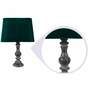 Royal Green Velvet Shade Night Lamp With Wood Base