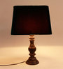 Royal Green Velvet Shade Night Lamp With Wood Base
