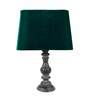 Royal Green Velvet Shade Night Lamp With Wood Base