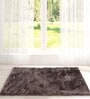 Brown Shaggy Fibre 3 ft x 5 ft Hand Tufted Carpet